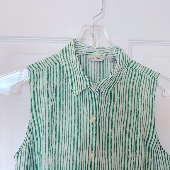 11 1 Tylho Percy Green & White Stripe Tunic - Picture 2 of 3